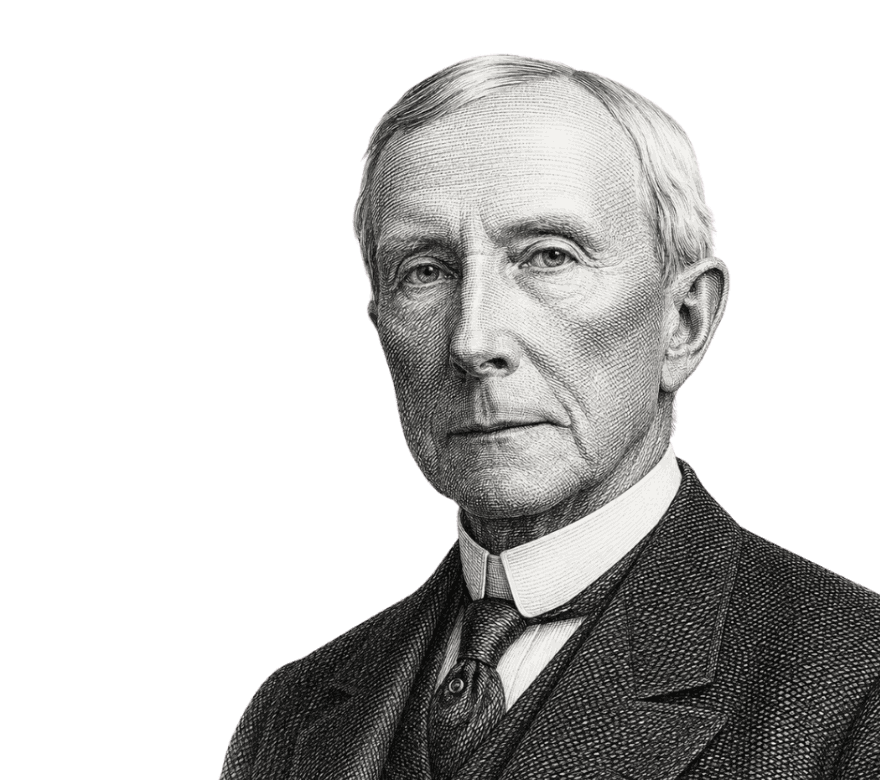 John D. Rockefeller, freigestelltes Schwarz-Weiß-Porträt